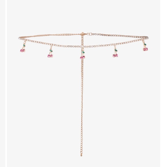 Gold Chain Belt with Pink and Green Charms - Picture 1 of 2